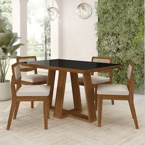 Conjunto Mesa Lins 4 Cadeiras Sextavada Freijó/pto/bouclé Off - M.a