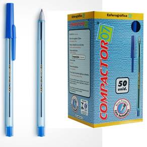 Caneta Esferografica 0.7 Azul Compactor 50 Unidades