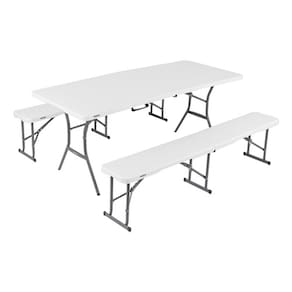 Conjunto Para Jardim 6 Lugares Em Aco Branco Com Bancos