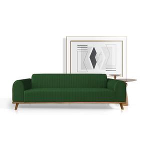 Sofá Living Átila 2,10m em Veludo Verde Base Madeira Maciça