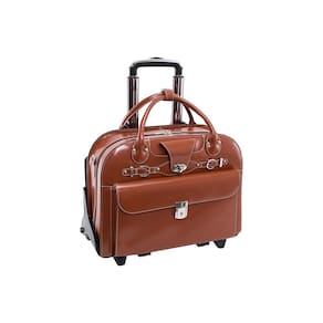 Maleta McKlein ROSEVILLE 15 em couro com rodas marrom