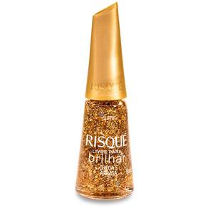 Esmalte Risqué Livre para Brilhar Glitter Dourado Cor Chega e Arrasa com 8ml