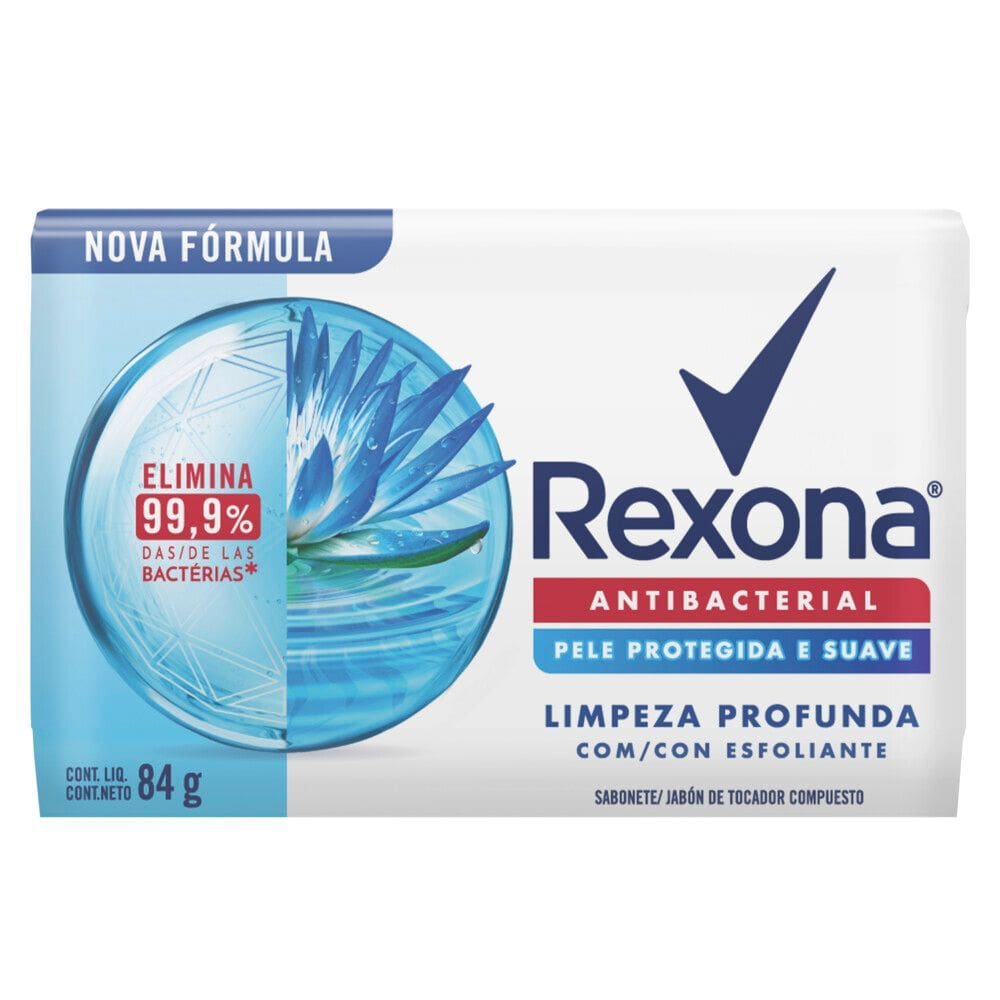 Sabonete em Barra Rexona Antibacterial Limpeza Profunda Elimina 99% das Bactérias 84g