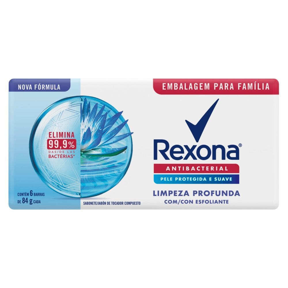 Sabonete em Barra Rexona Antibacterial Limpeza Profunda 84g com 6 Unidades