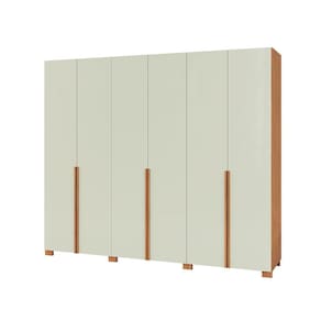 Guarda-Roupa Casal Afrodite 100% MDF 6 Portas 2 Gavetas Off White e Freijó