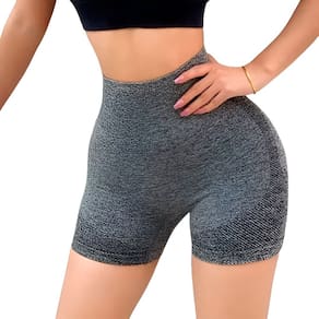 Short Academia Levanta Bumbum Sem Costura Cinza Treino Corri