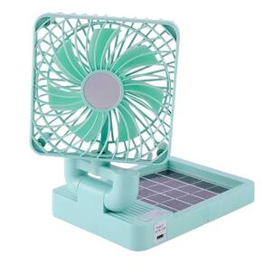 Ventilador Dobrável Portátil Solar e USB 3 Velocidades Compa