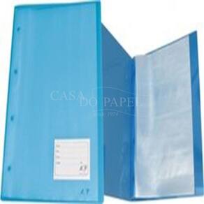 Pasta Catálogo Ofício Com 30 Plásticos Acp Azul 1038
