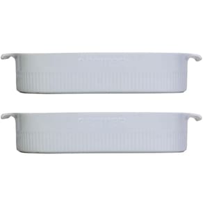 2 Travessas de Porcelana Germer Branca 2,5L 30x21cm Assar e Servir Retangular