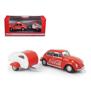 Miniatura Coca Cola Volkswagen Beetle Fusca Com Trailer 1/43