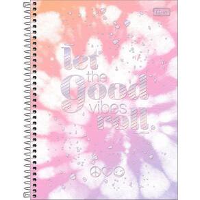 Caderno Capa Dura Colegial Good Vibes 160 Folhas 10 Matérias Tilibra Estampa 1