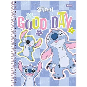 Caderno Espiral Capa Dura Universitário 1 Matéria Disney Stitch 80 Folhas Foroni Estampa 1