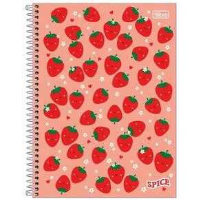 Caderno Espiral Capa Dura Universitário 1 Matéria Spice Feminino 80 Folhas Tilibra Morango