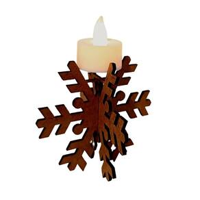 Castiçal Frozen Com Vela Eletrônica - Marrom
