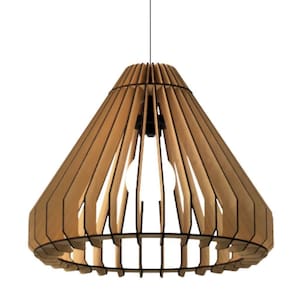 Luminária Teto Tipo Pendente Cone Mdf - Completa Cor: Mdf Cru