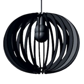 Luminária Teto Tipo Pendente Lua Cheia Mdf - Completa Cor: Preta