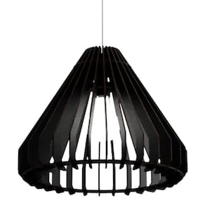 Luminária Teto Tipo Pendente Cone Mdf - Completa Cor: Preta