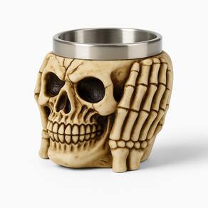 Copo De Shot Dose Em Aço Inox Resina Caveira Não Escuto Colecionável Decorativo Tequila Whisky Vodka