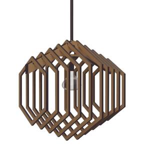 Luminária Teto Tipo Pendente Hexagonal Mdf - Completa Cor: Marrom
