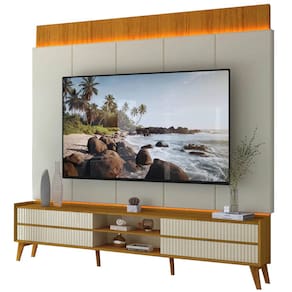 Rack com Painel Magnifico para TV até 75 Polegadas com LED e 4 Gavetas Gelius Cor Naturale Off White