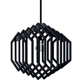 Luminária Teto Tipo Pendente Hexagonal Mdf - Completa Cor: Preta