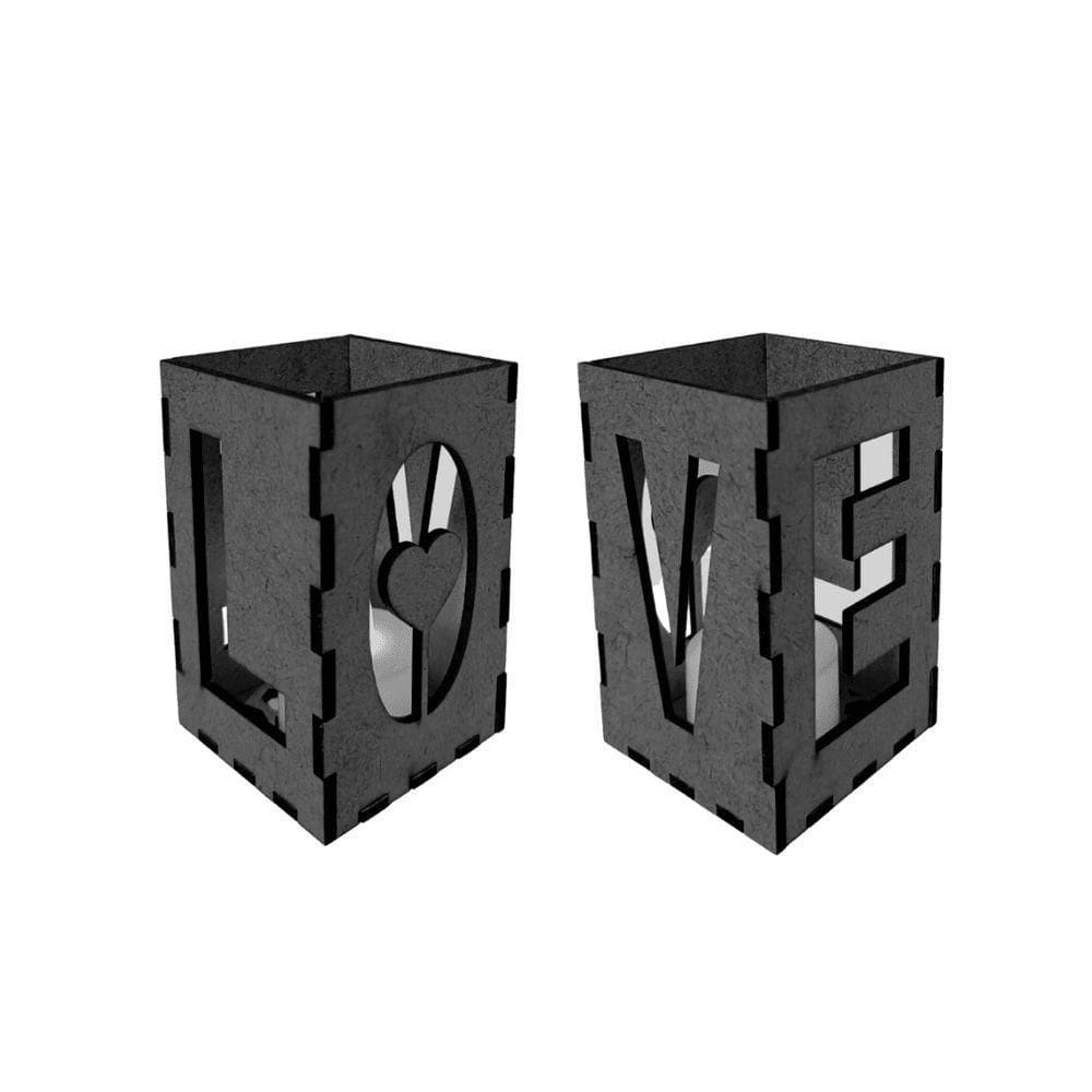 Castiçal Love Com Vela Eletrônica - Preto