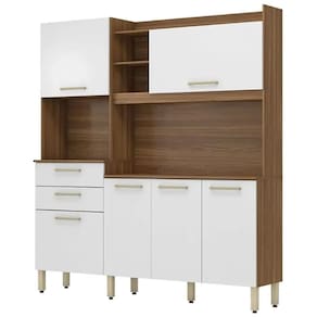 Armário de Cozinha Select 6 Portas 2 Gavetas Demobile Cor Amendoa Branco
