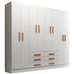 Guarda Roupa Paris Casal 8 Portas 6 Gavetas Evidencia Cor Branco