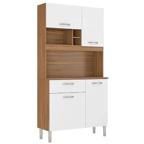 Armário de Cozinha Malta 4 Portas 1 Gaveta Demobile Cor Branco Amendoa