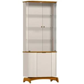 Cristaleira Serena com 3 Portas e LED New Ceval Cor Ipê Off White