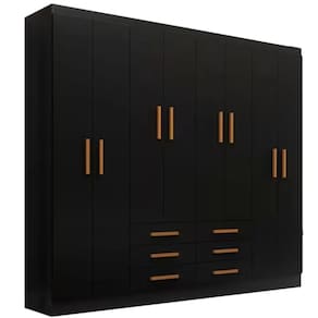 Guarda Roupa Paris Casal 8 Portas 6 Gavetas Evidencia Cor Preto