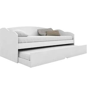 Sofá Cama Funny Solteiro com Cama Auxiliar Conquista Cor Branco