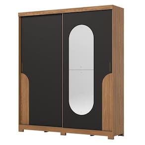 Guarda Roupa Solteiro Talles 2 Portas Nature Preto HP - Henn