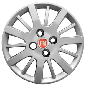 Jogo 4 Calotas Aro 14 Logo Fiat Palio Siena Prata