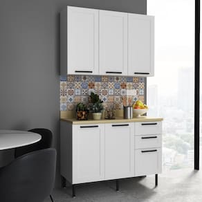Cozinha Compacta Modulada 100% MDF Branco 3 Peças CZ3300