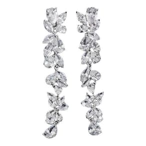 Brinco Noiva Zirconia Pendurado Grande Prata Debutante Luxo