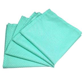 Kit 4 Guardanapos De Tecido Algodão Poá Verde Água 39Cmx39Cm