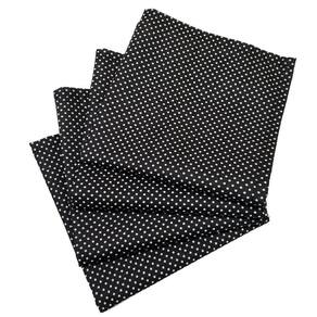 Kit 4 Guardanapos De Tecido Algodão Poá Preto 39Cmx39Cm