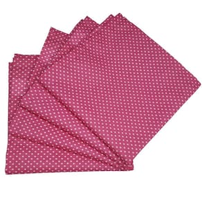 Kit 4 Guardanapos De Tecido Algodão Poá Pink 39Cmx39Cm