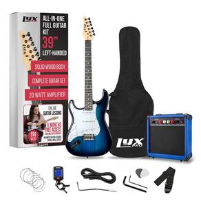 Guitarra elétrica LyxPro Left Hand 39" com kit inicial azul