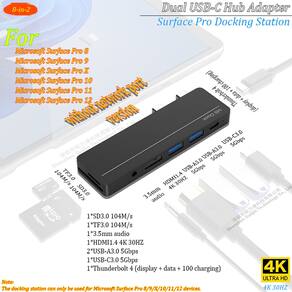 Estação de ancoragem de hub USB-C Uogic para Surface Pro 8/9/10/11/12