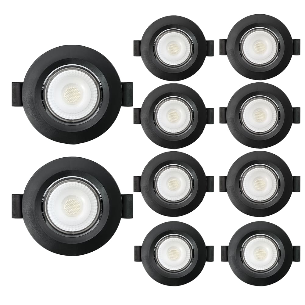 Kit 10 Spot de Led Embutir Slim PAR20 Redondo 8W Preto Bivolt 3000K Quente