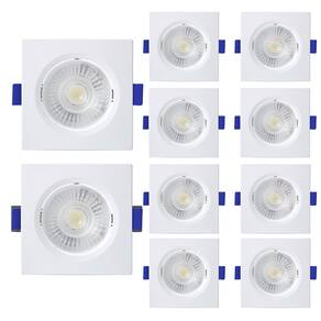 Kit 10 Spot de Led Embutir Slim PAR20 Quadrado 8W Bivolt 6500K Frio
