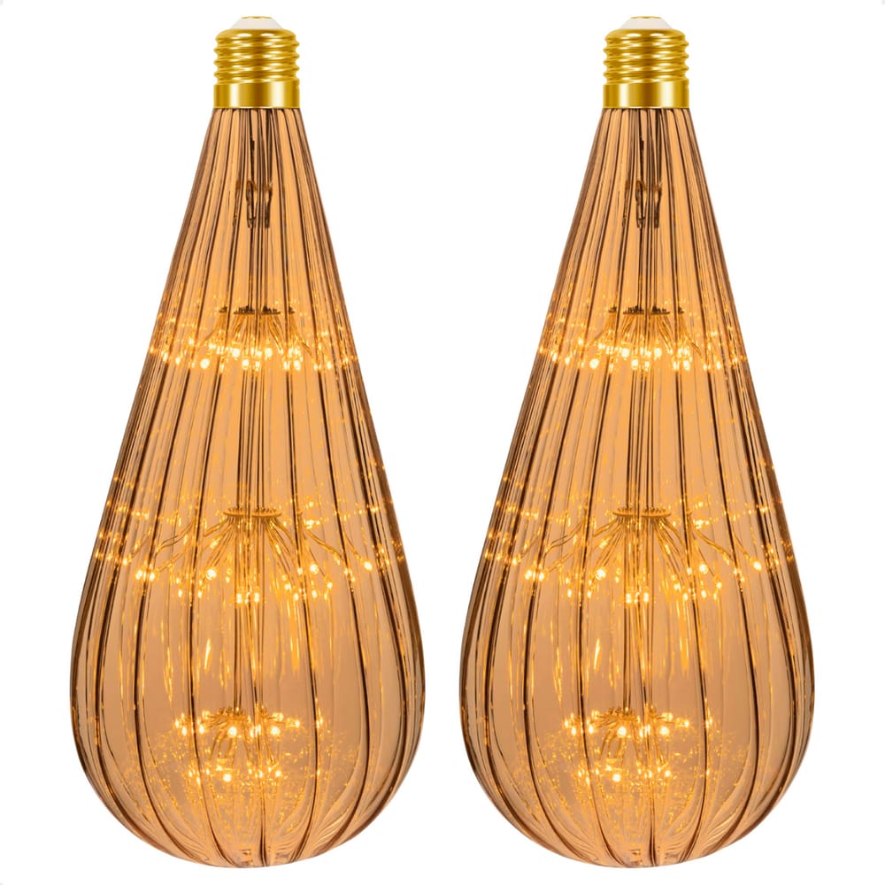 Kit 2 Lâmpadas Led Taschibra Vintage Fireworks BT125 E27 Bivolt 2200K Âmbar