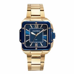 Relógio MONDAINE masculino analógico dourado azul 32546GPMVLE2