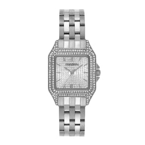 Relógio MONDAINE feminino analógico prata strass 32825L0MVNE2