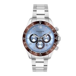 Relógio MONDAINE masculino cronógrafo azul marrom 32815G0MVNE2