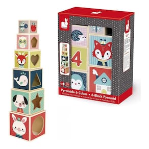 Jogo Pirâmide de Empilhar com 6 Blocos em Madeira Baby Forest - Janod
