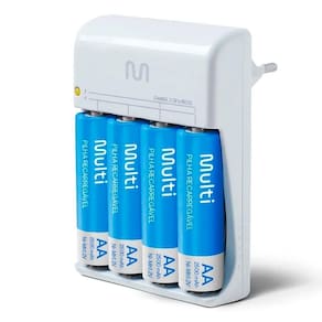 Carregador De Pilhas Multilaser AA/AAA + 4 Pilhas Aa 2500Mah - CB054