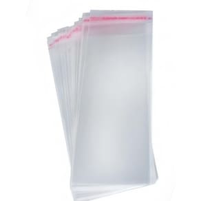 Saco Adesivado Plástico Transparente 8,5x22+3cm Com 500 Unidades